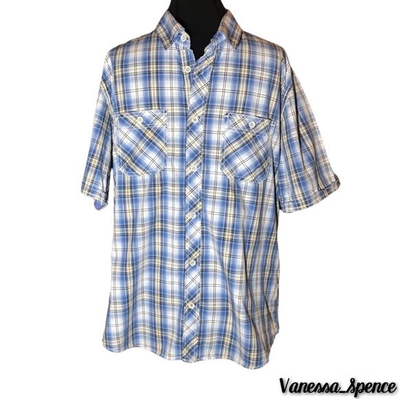 Weatherproof Other - Original Weatherproof Vintage Blue White Button Down Shortsleeved Shirt Large